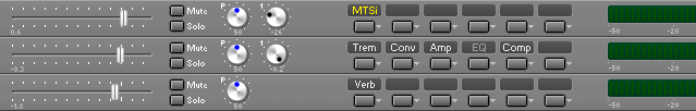 Mixer sections with 6 effect slots