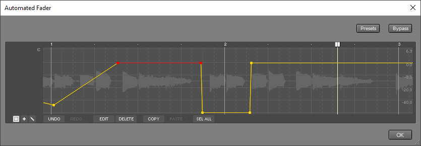 Automated Fader window (two dots selected)