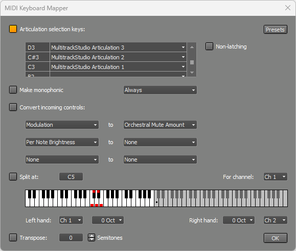 Keyboard Mapper window