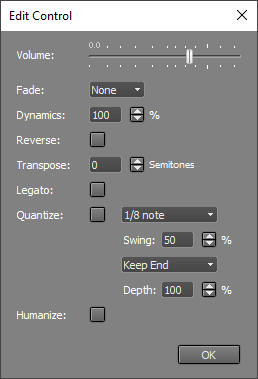 MIDI Edit Control window