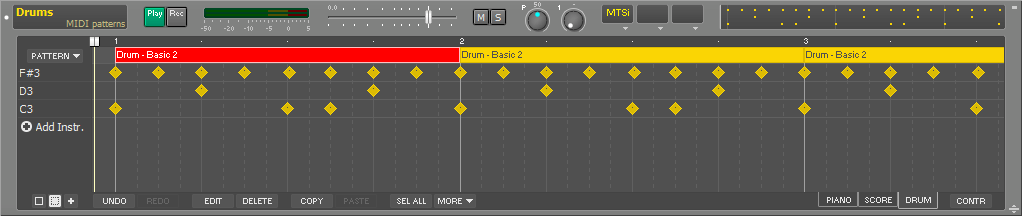 Drum track with patterns